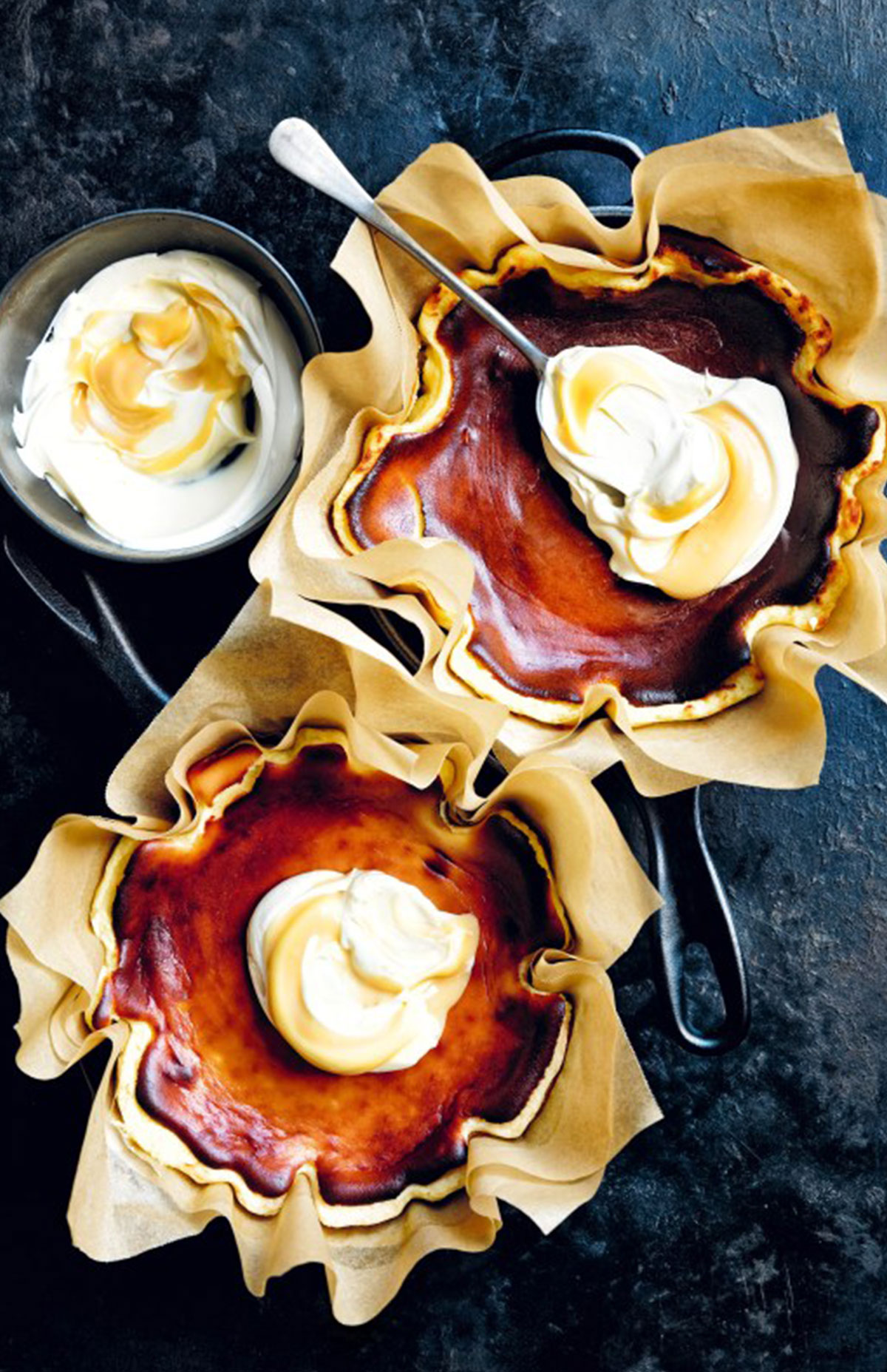 Beautiful golden lemon basque cheesecake